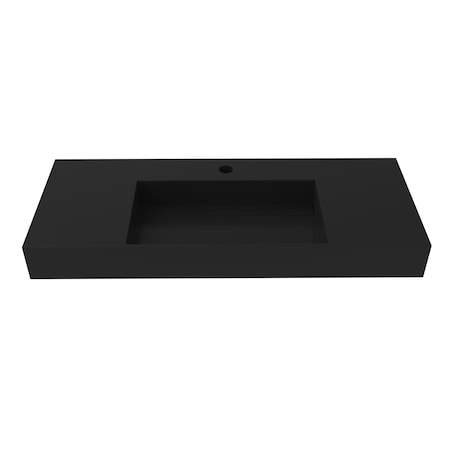 Castello Usa Juniper 48 in Solid Surface Wall-Mounted Bathroom Sink in Black CB-GM-2056-48-B